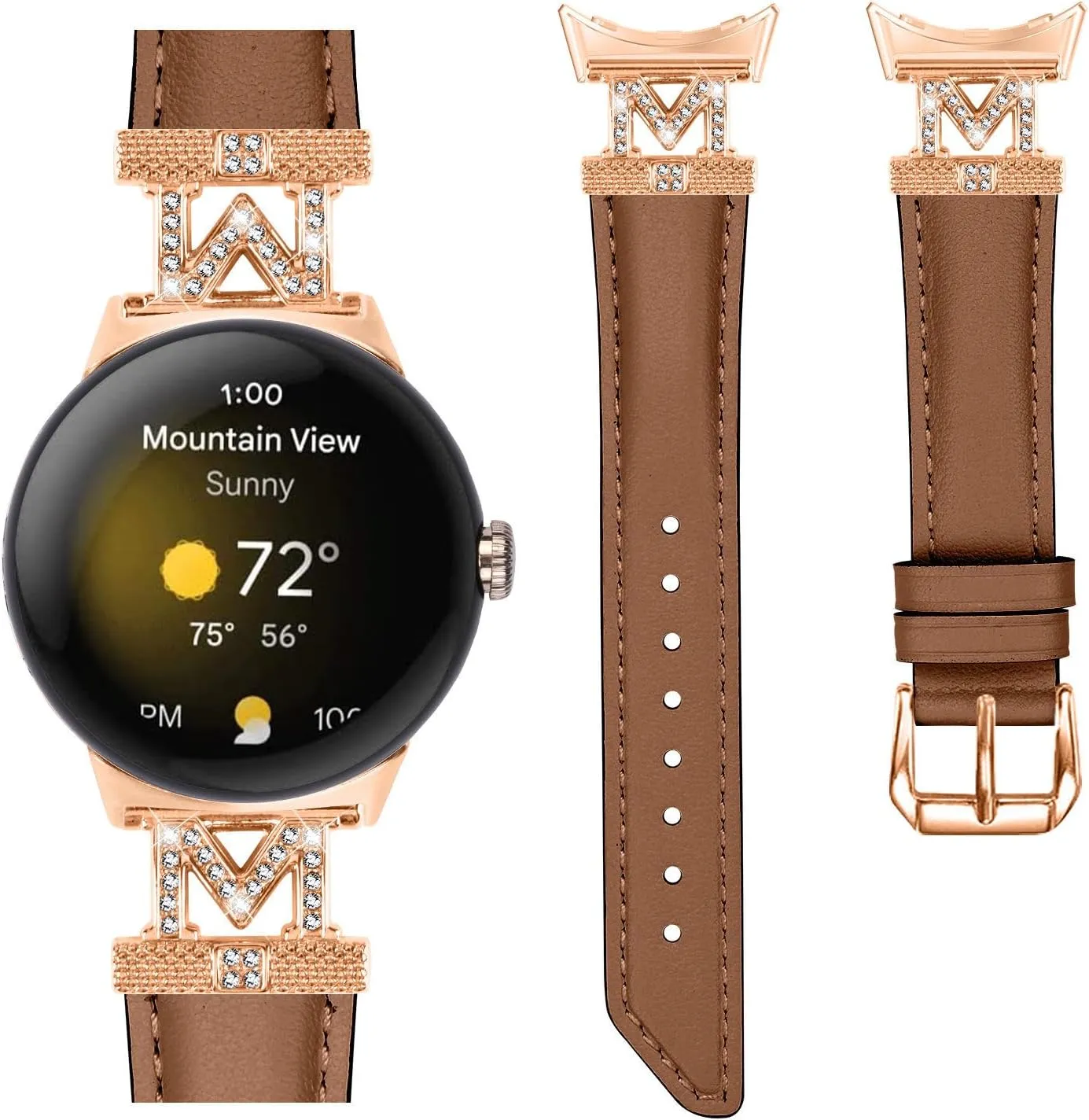 Watchband Compatible With Google Pixel,Adjustable Genuine Leather Wrist Strap with Metal Buckle for Google Pixel watch 2022 /Google Pixel 2 watch 2023