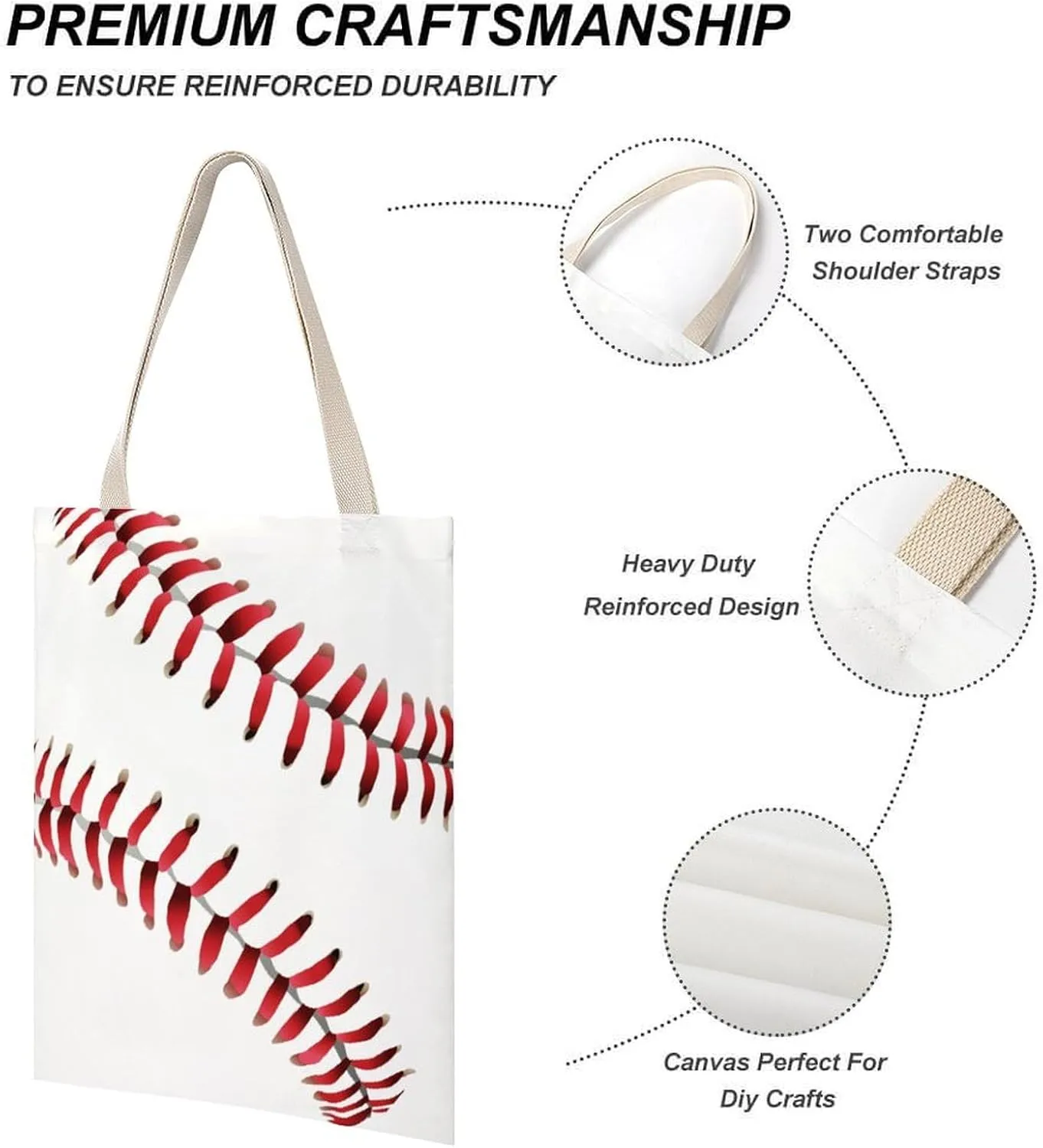 Water Fire Softball Baseball Portable Canvas Tote Bag with Double-sided Printing Unisex