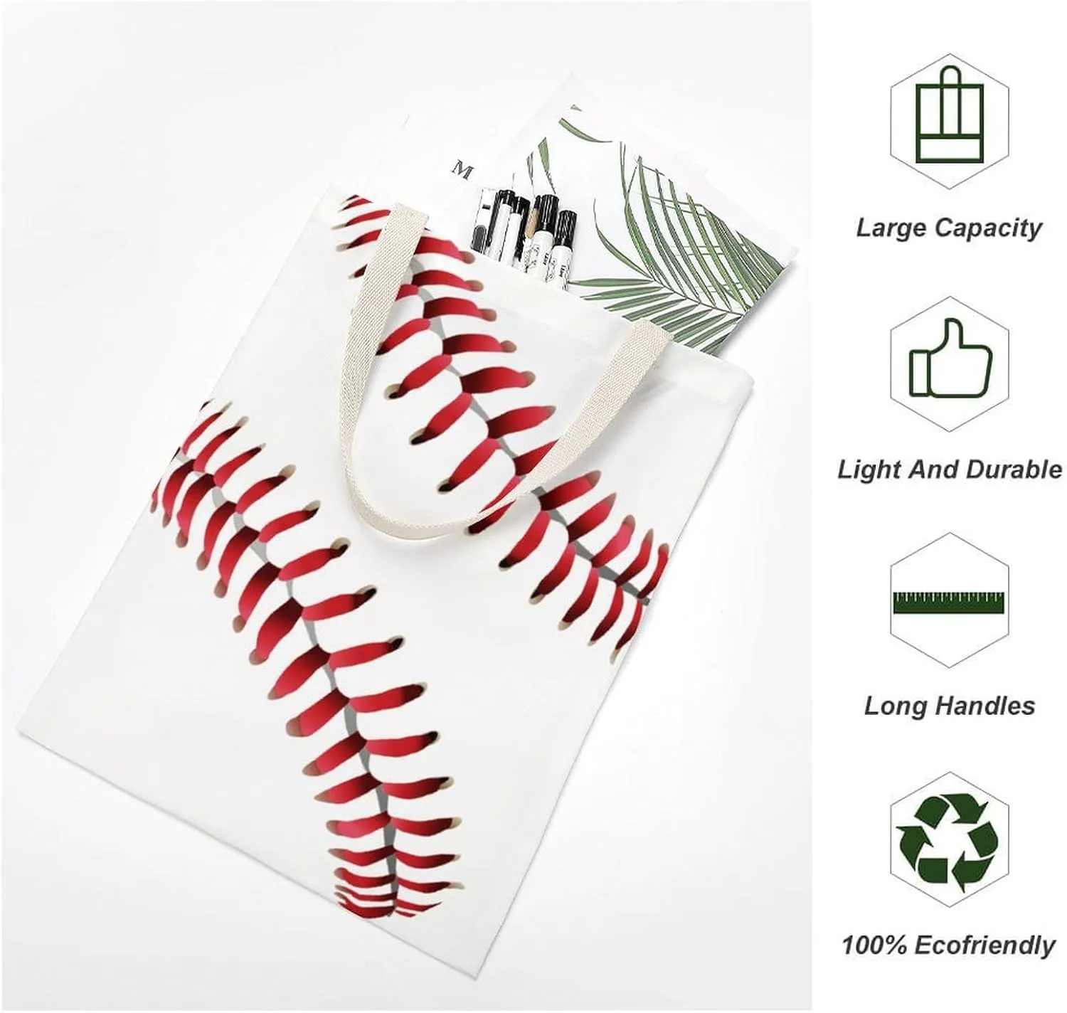 Water Fire Softball Baseball Portable Canvas Tote Bag with Double-sided Printing Unisex
