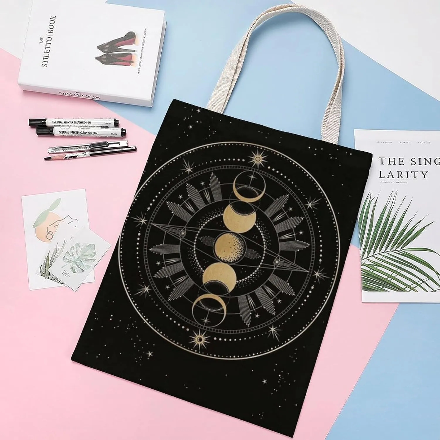 Water Fire Softball Baseball Portable Canvas Tote Bag with Double-sided Printing Unisex