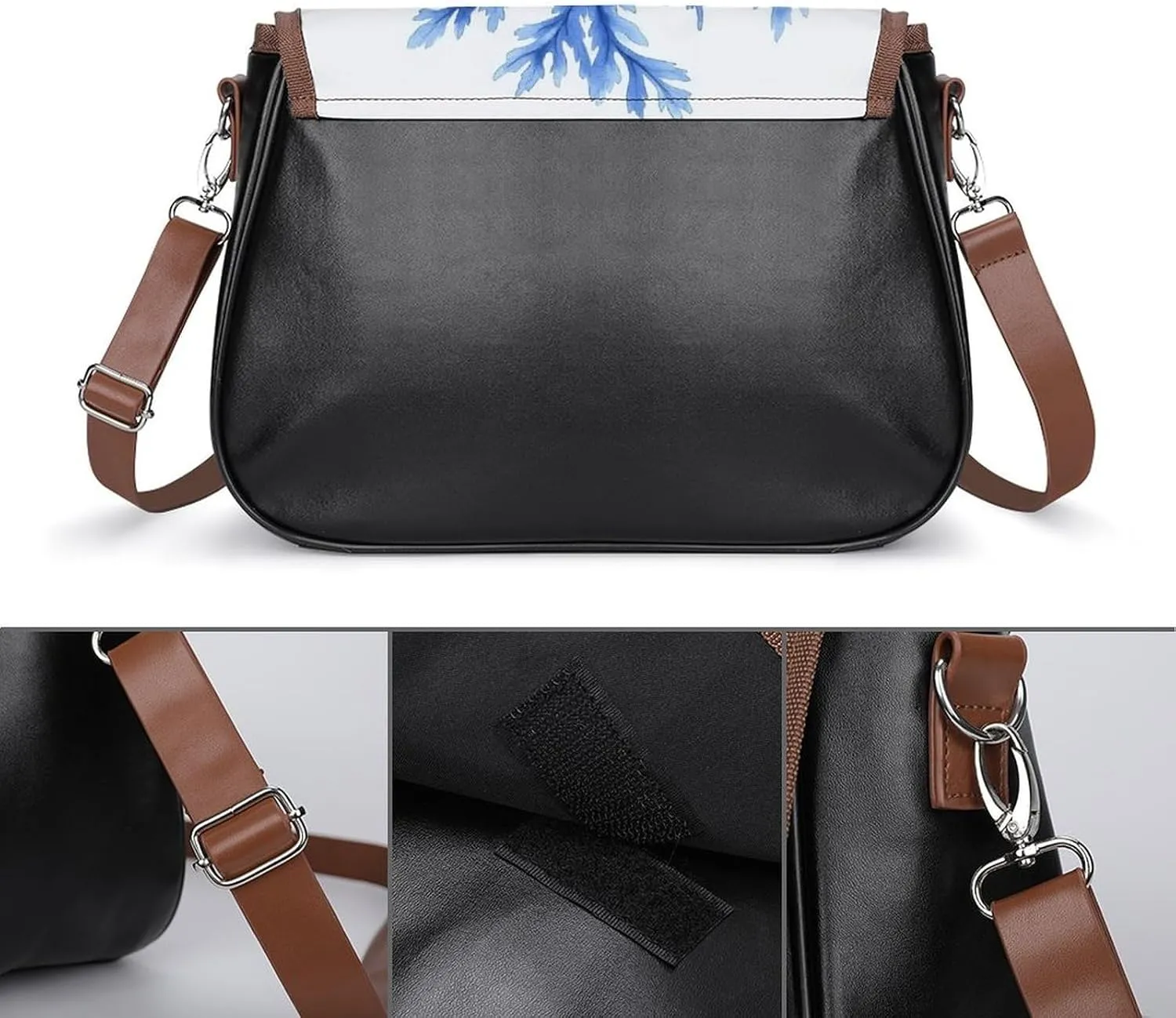 Watercolor Starfish And Seashell Crossbody Bag Leather Crossbody Bag