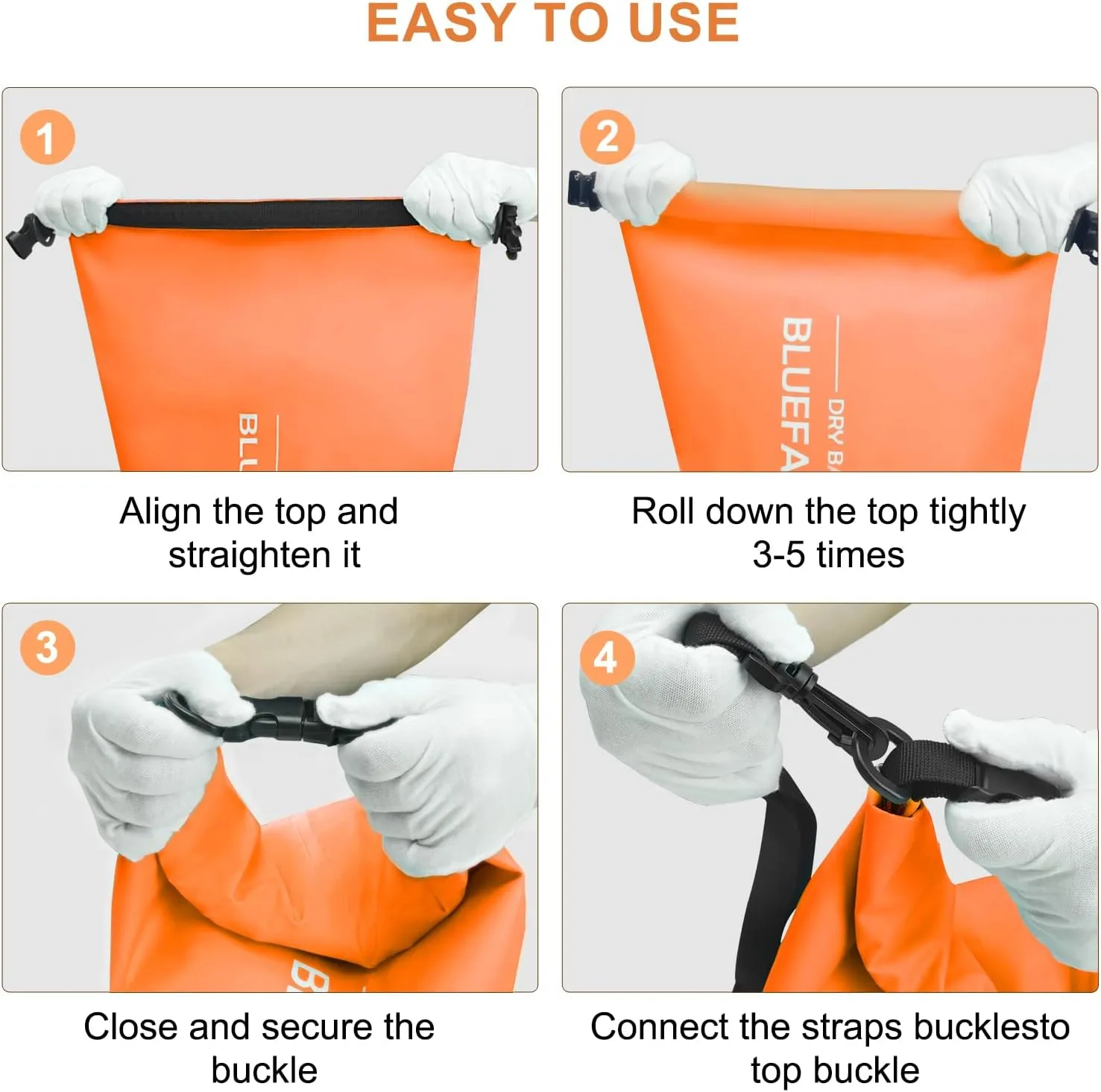 Waterproof Dry Bag Floating Roll Top Dry Backpack for Kayaking, Rafting, Boating, SUP, Fishing with IPX8 Waterproof Phone Case, Orange, 20L