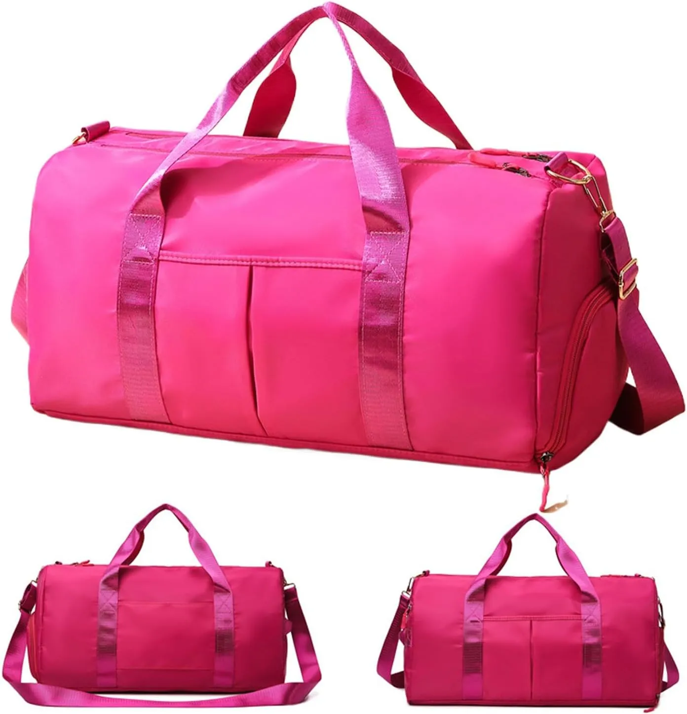 Waterproof Sports Bag, Workout Bag with Compartments | Oxford Fabric Gym Bag with Large Capacity - Multifunctional Exercise Bags, Wear-resistant Shoulder Bag, Hot Pink, Consulte la descripción, See