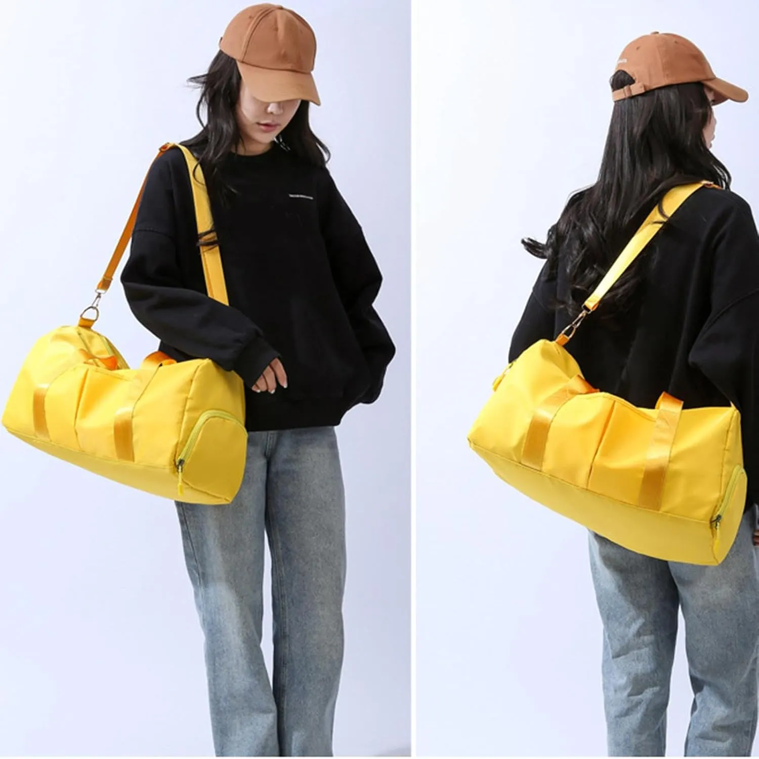 Waterproof Sports Bag, Workout Bag with Compartments | Oxford Fabric Gym Bag with Large Capacity - Multifunctional Exercise Bags, Wear-resistant Shoulder Bag, Yellow, Consulte la descripción, See