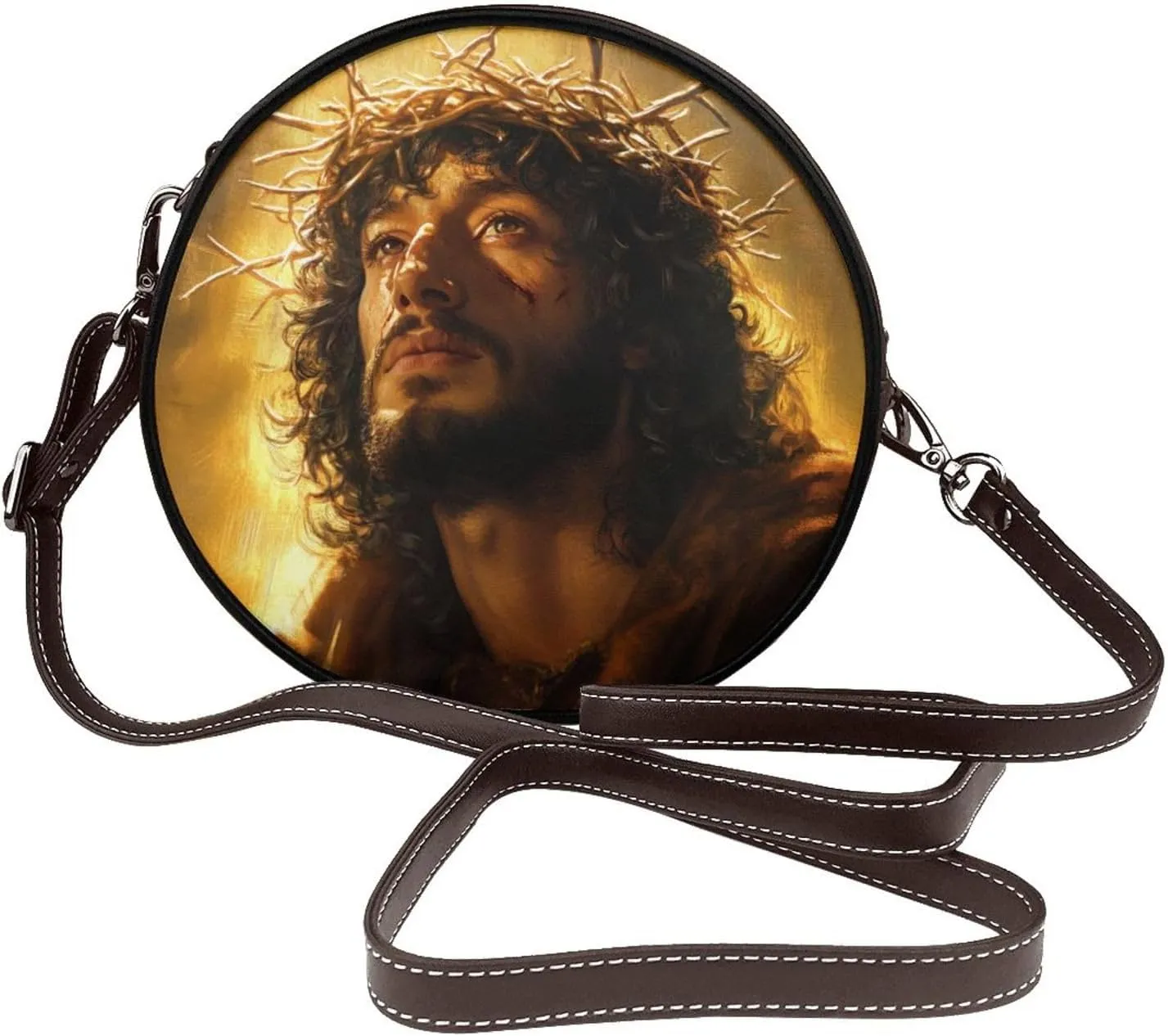Wearing A Crown Of Thorns Women Round Crossbody Bags Leather Sling Bag Purse