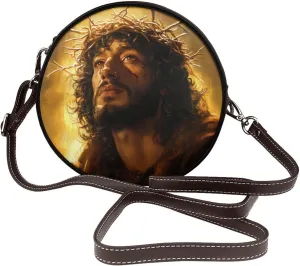 Wearing A Crown Of Thorns Women Round Crossbody Bags Leather Sling Bag Purse