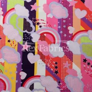 Weather Report - Nylon Spandex rainbow cloud sky fabric