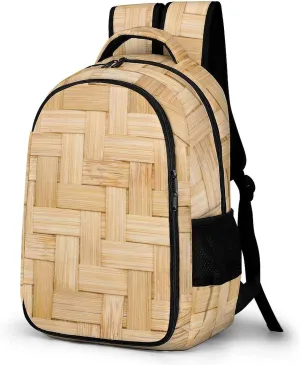 Weave Texture Laptop Backpack Basketry Craft Travel Bags Daypack Durable Work Camping Hiking Back Packs for Women Men