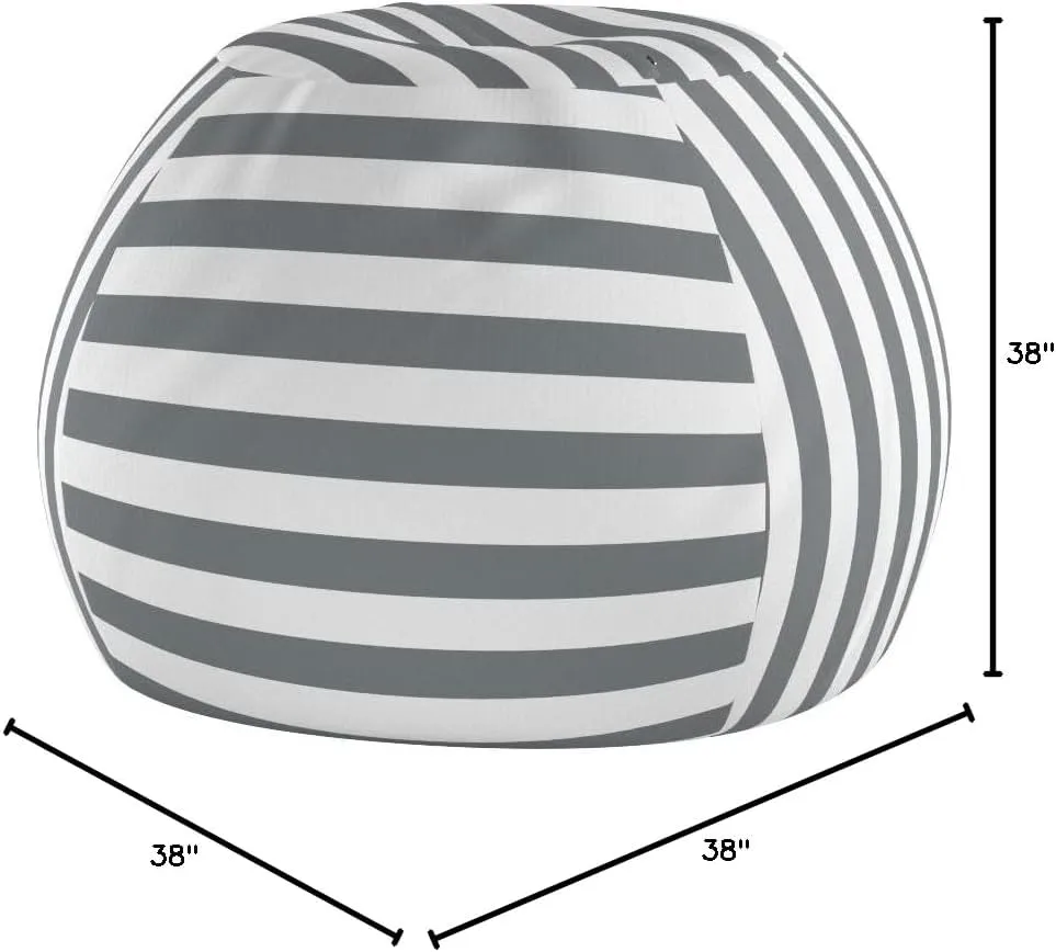 Wekapo Stuffed Animal Storage Bean Bag Chair Cover for Kids | Stuffable Zipper Beanbag for Organizing Children Plush Toys Large Premium Cotton Canvas (Gray, X-Large)