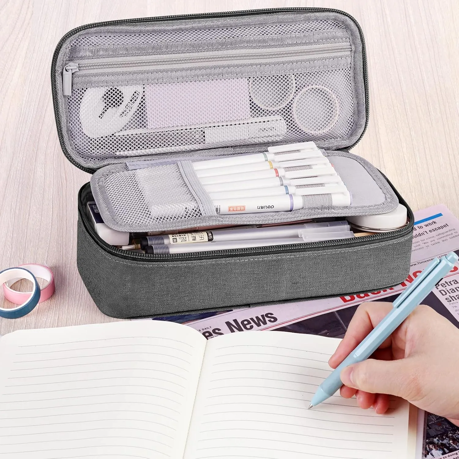 WEMATE Large Pencil Case, Big Capacity Pencil Pouch Stationery Pen Bag, Storage High Capacity Bag Pouch Holder Box Organizer, Marker Pen Case for Women & Men