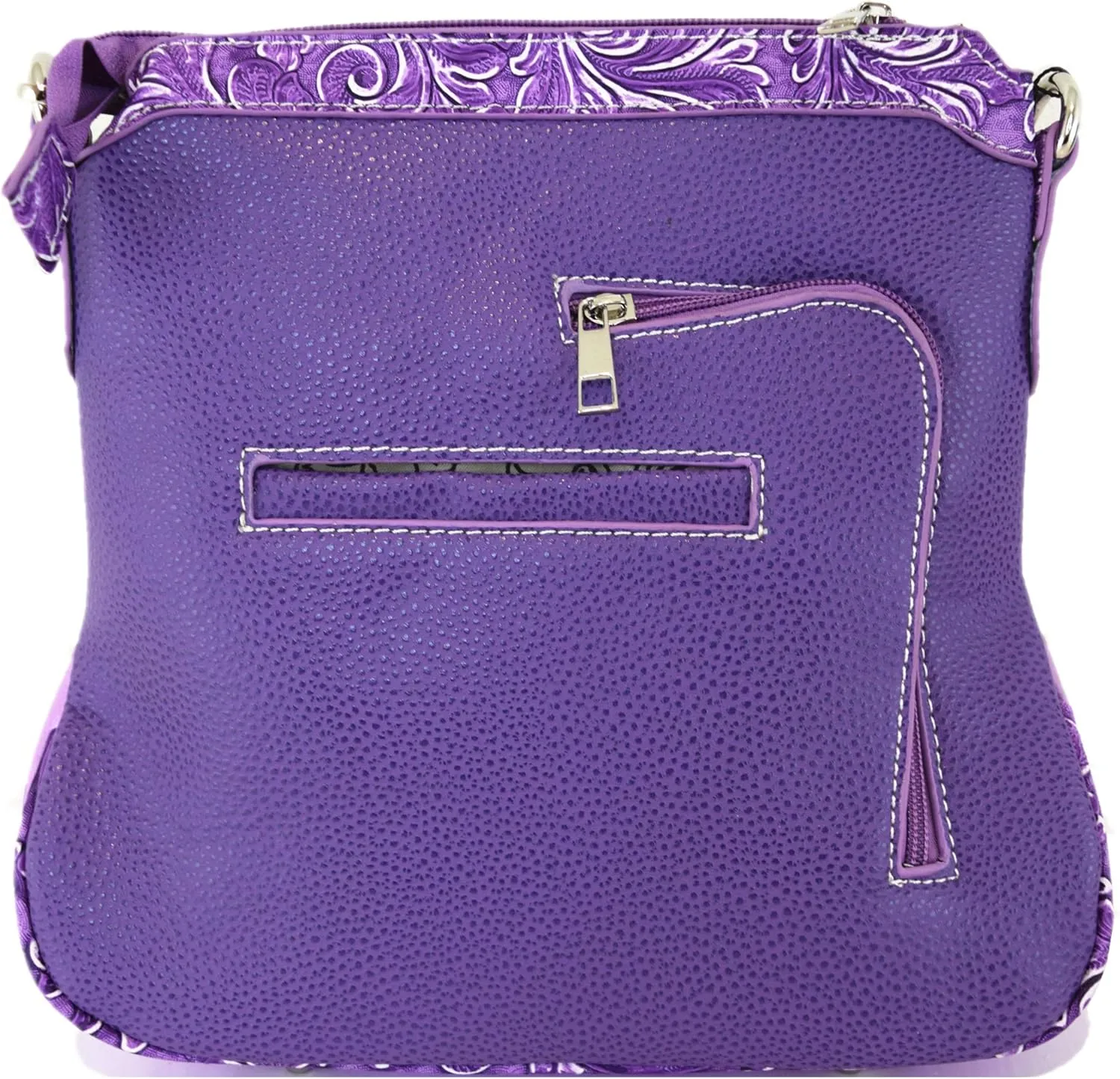 Western Style Metal Butterfly Rhinestone Studded Floral Tooled Leather Women Purse Crossbody Handbag Single Shoulder Bag