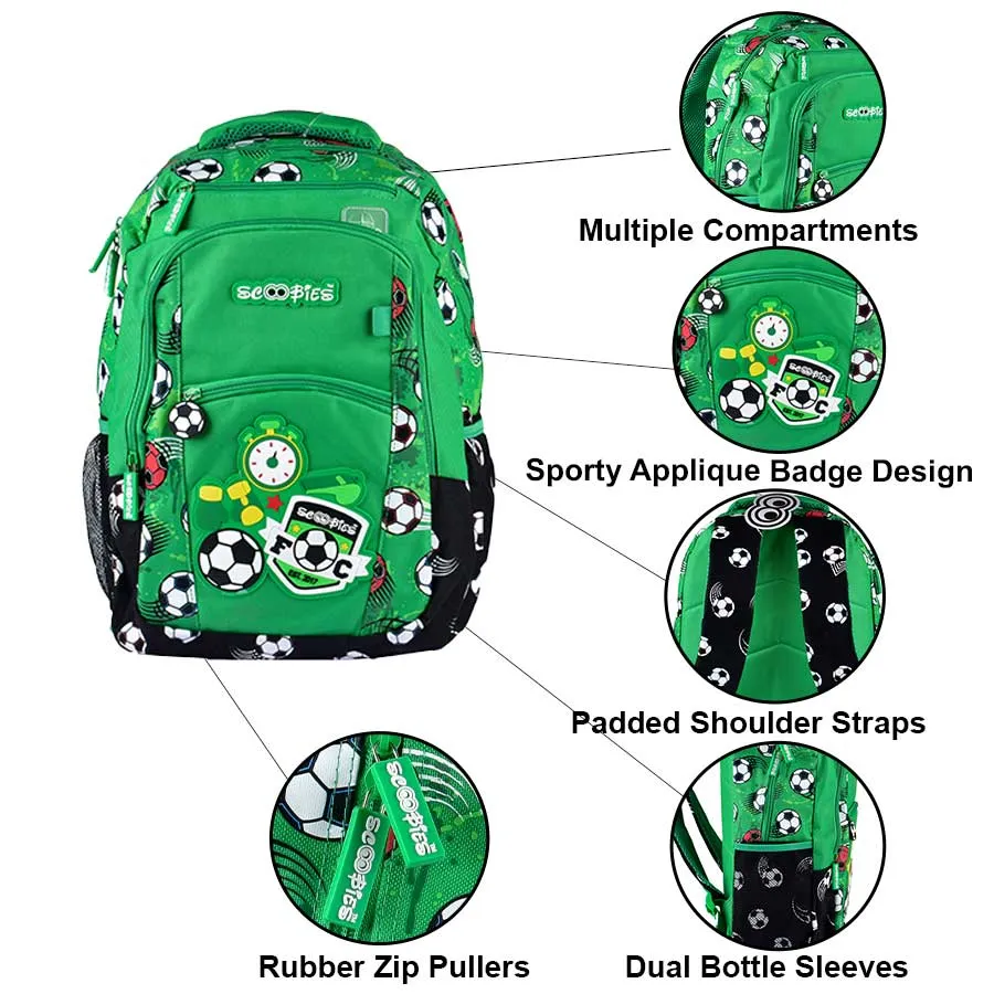 Whipper Snapper Bag |  Groovy Green |  Football Sporty Design  | 4 Compartments  | 16 Inch Laptop Compartment    | Dual Water Sleeves