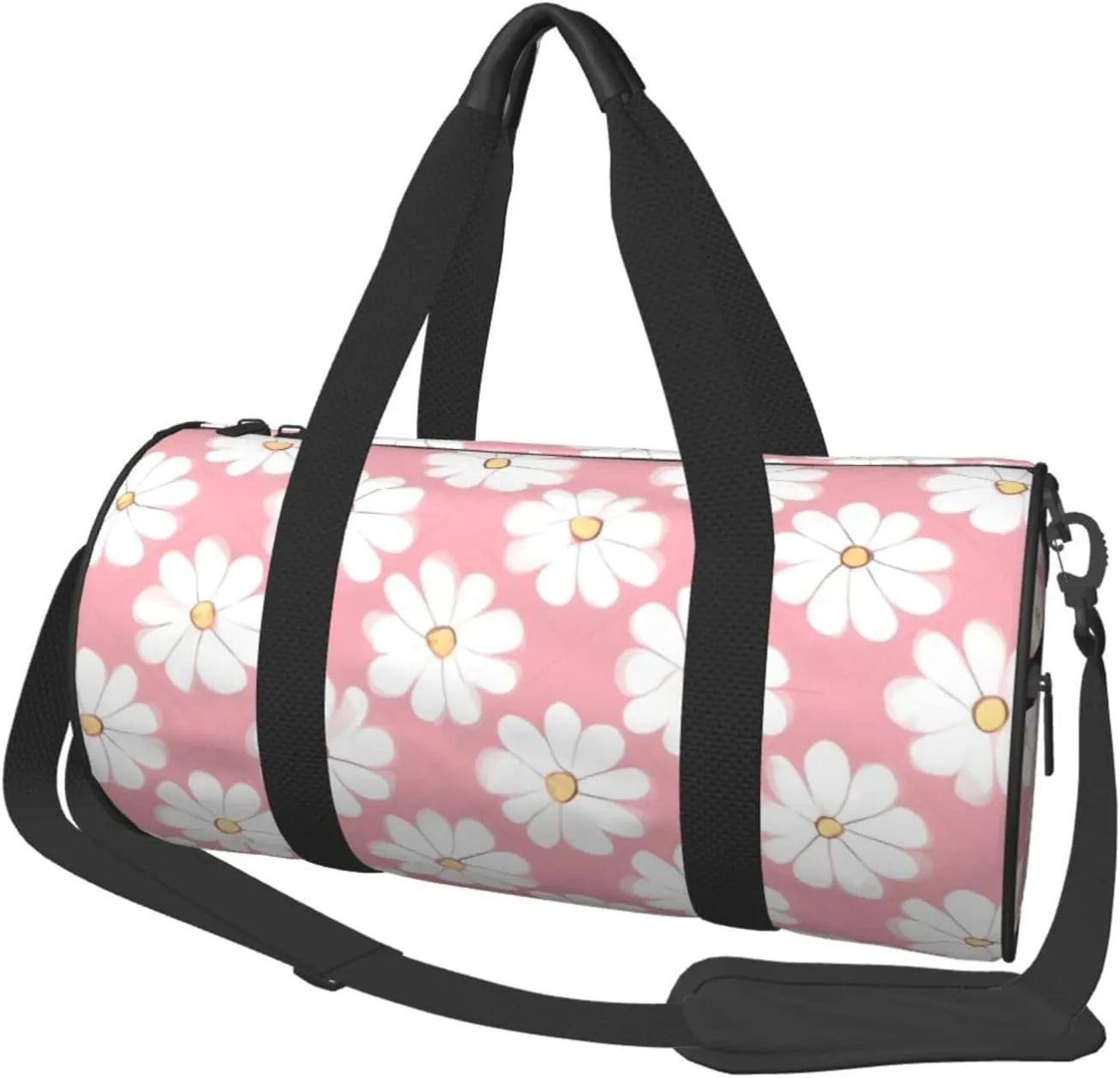 White Chrysanthemum Texture Chart# Round Large Capacity Foldable Duffel Bag For Women Men, Gym Tote, Sports Duffel.