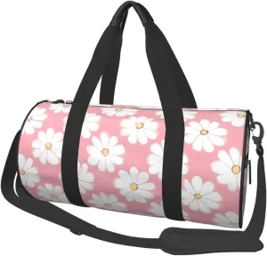 White Chrysanthemum Texture Chart# Round Large Capacity Foldable Duffel Bag For Women Men, Gym Tote, Sports Duffel.