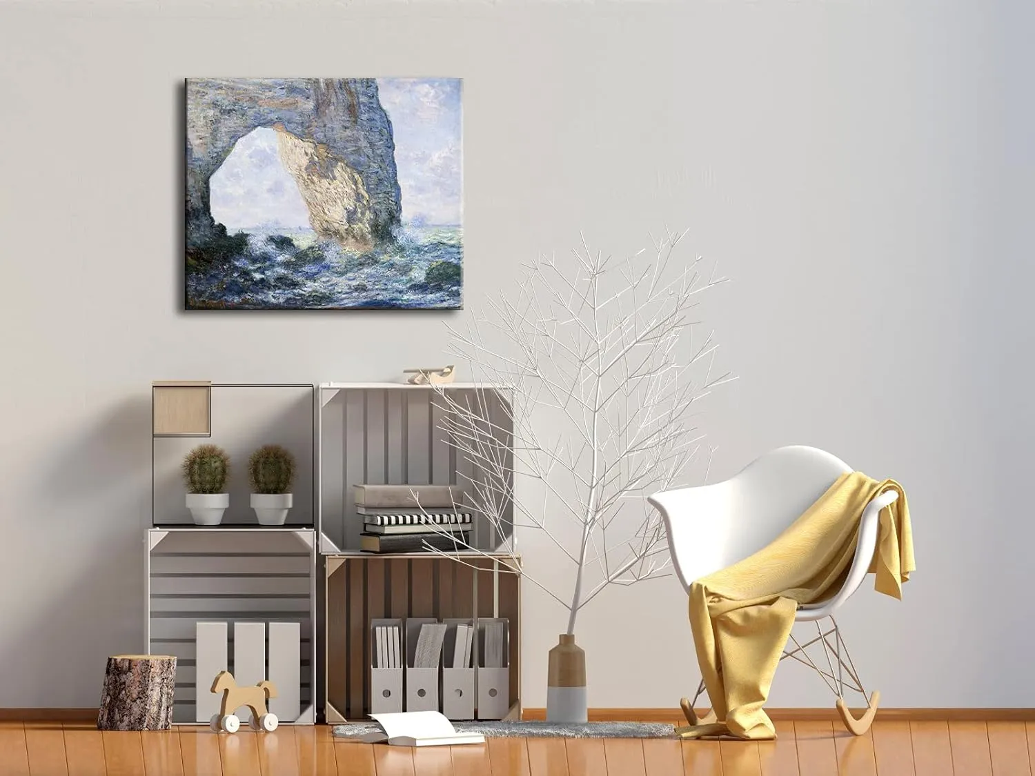 Wieco Art The Manneporte Canvas Prints Wall Art of Claude Monet Famous Oil Paintings Reproduction Large Classical Seascape Sea Beach Pictures Giclee Artwork for Living Room Kitchen Home Office