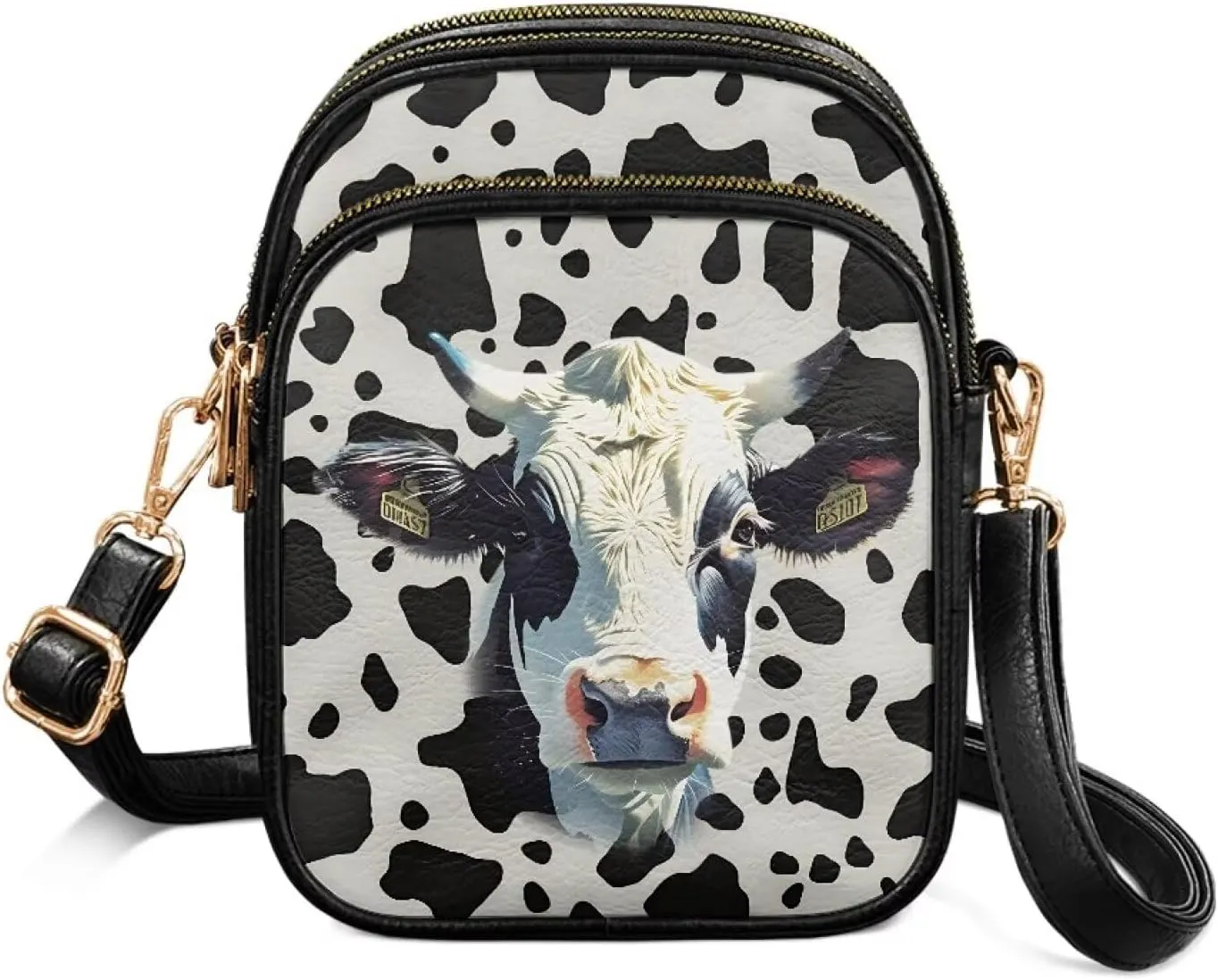 Wild Animals Small Crossbody Bags for Women, Zipper Cross Over Purse PU Leather Shoulder Handbags for Travel, Work