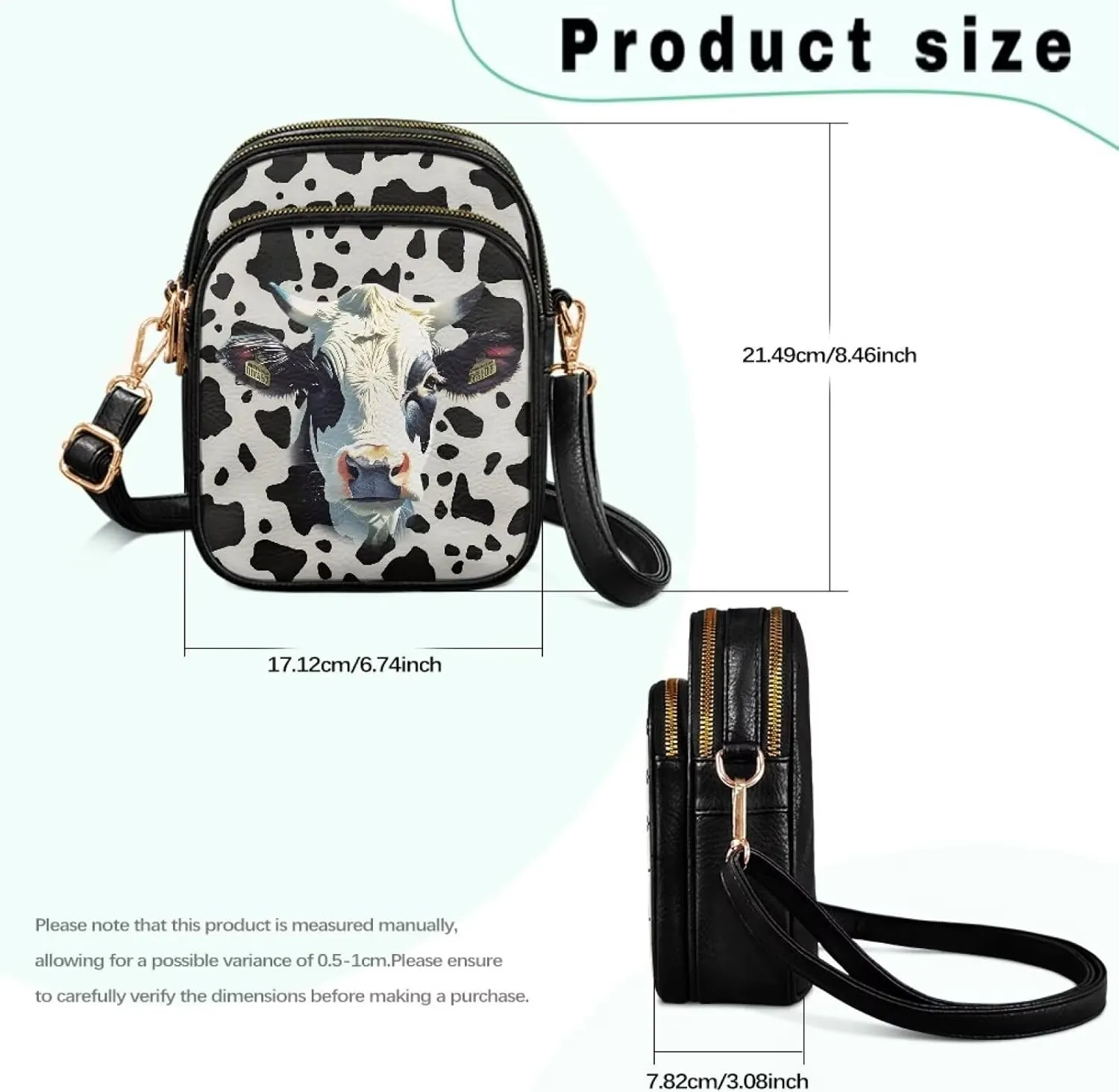 Wild Animals Small Crossbody Bags for Women, Zipper Cross Over Purse PU Leather Shoulder Handbags for Travel, Work