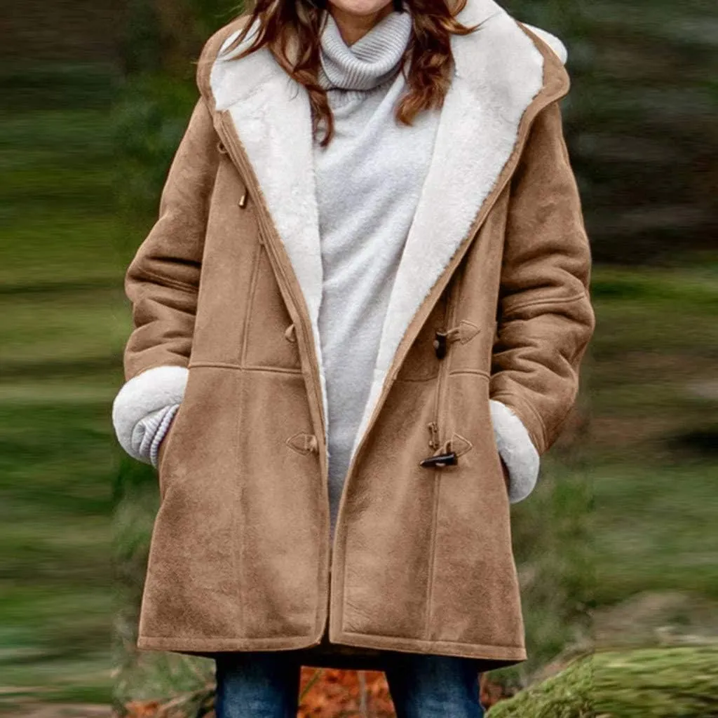 Winter Coats for Women 2024 Warm Plus Size Fleece Lined Jackets Button Down Sherpa Fur Hooded Parka Peacoat Outerwear