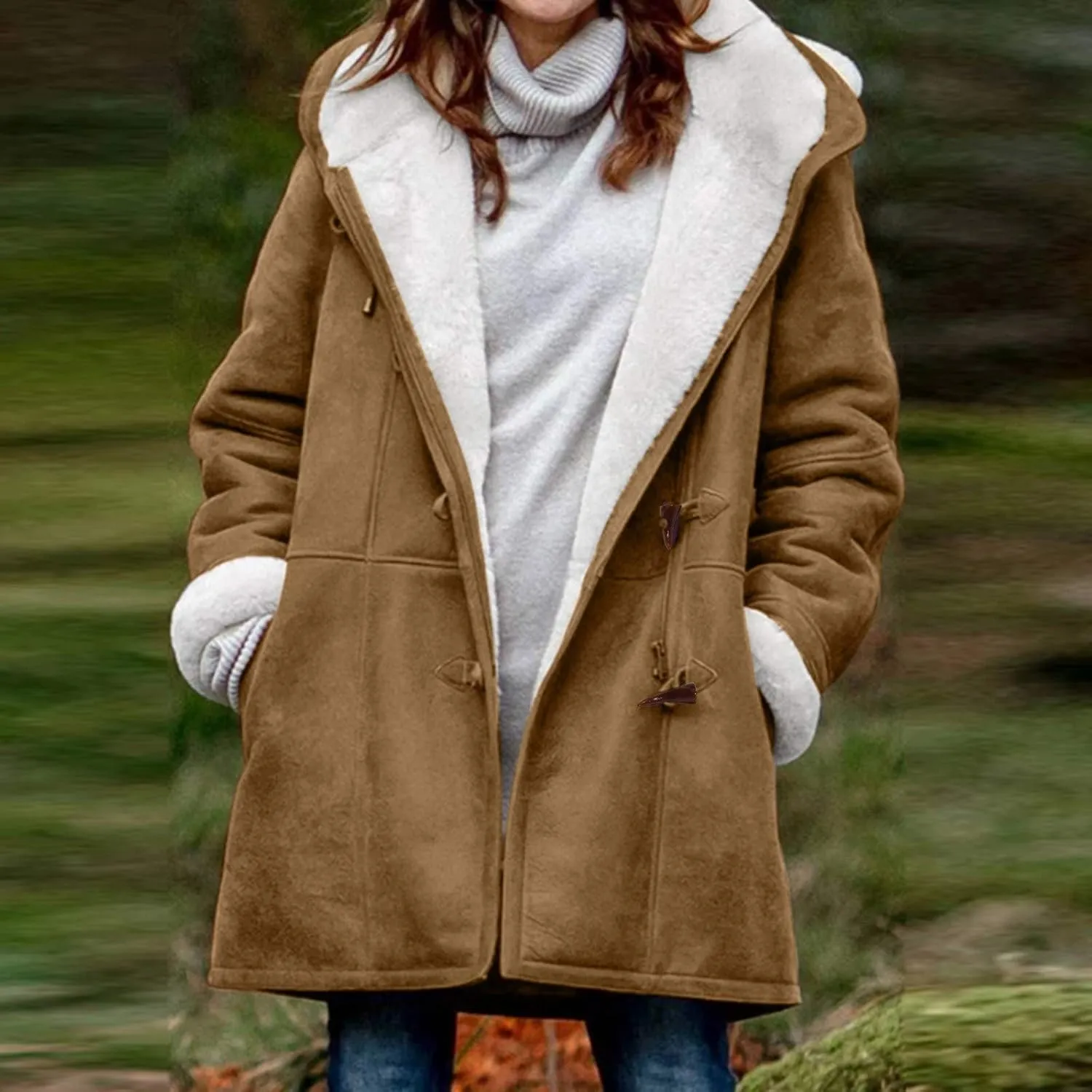 Winter Coats for Women 2024 Warm Plus Size Fleece Lined Jackets Button Down Sherpa Fur Hooded Parka Peacoat Outerwear