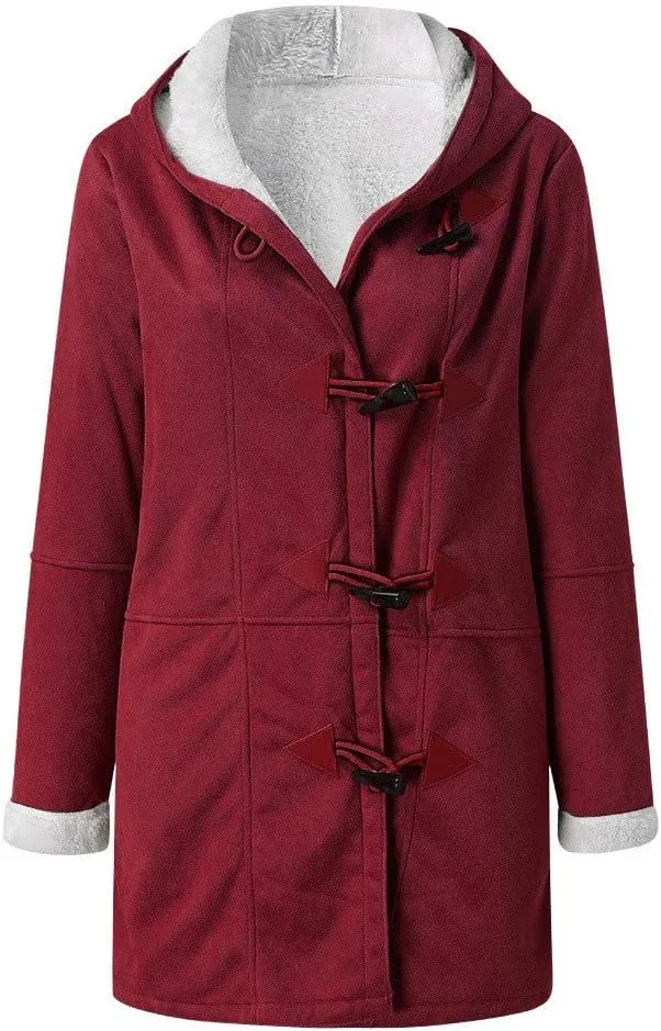 Winter Coats for Women 2024 Warm Plus Size Fleece Lined Jackets Button Down Sherpa Fur Hooded Parka Peacoat Outerwear