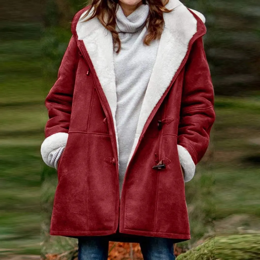 Winter Coats for Women 2024 Warm Plus Size Fleece Lined Jackets Button Down Sherpa Fur Hooded Parka Peacoat Outerwear