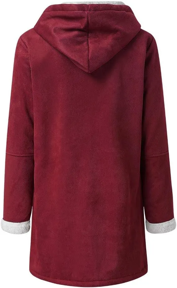 Winter Coats for Women 2024 Warm Plus Size Fleece Lined Jackets Button Down Sherpa Fur Hooded Parka Peacoat Outerwear