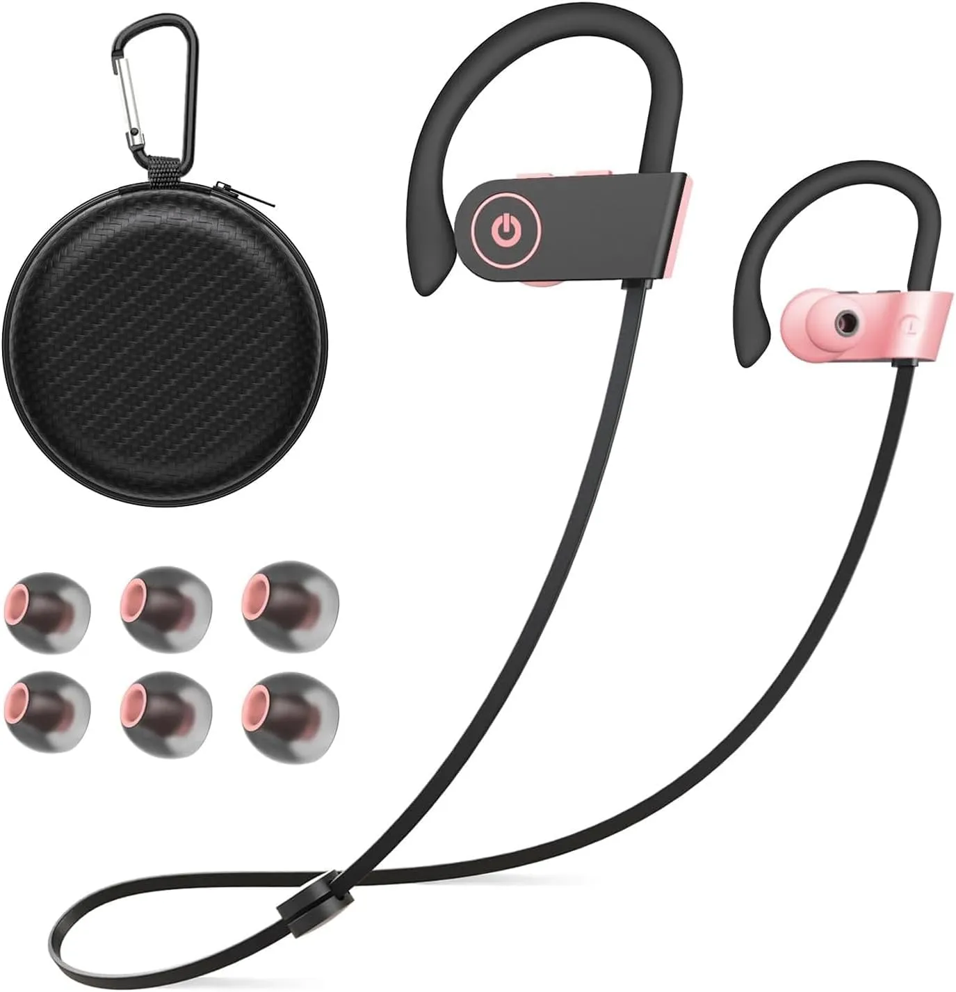 Wireless Earbuds, IPX7 Waterproof Sports Headphones with Mic, Stereo in-Ear Earphones, 16H Playtime, Sound Isolation for Running, Workout - Pink