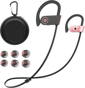 Wireless Earbuds, IPX7 Waterproof Sports Headphones with Mic, Stereo in-Ear Earphones, 16H Playtime, Sound Isolation for Running, Workout - Pink
