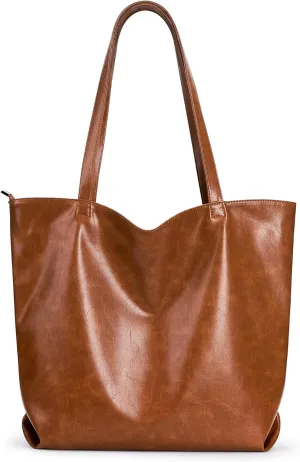 WLLWOO WLLWOO Soft PU Leather Tote Bag for Women Large Casual Hobo Handbags with Zipper Shoulder Work Bag Travel Purse