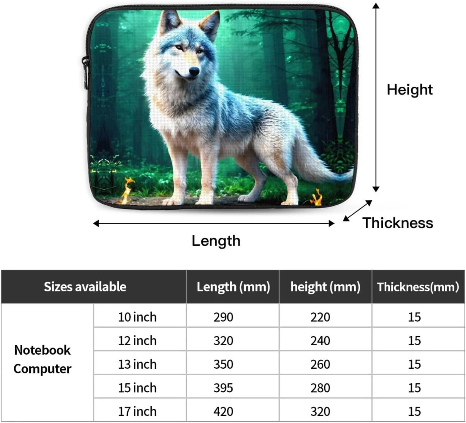 Wolf Pattern Shockproof Portable Laptop 17 inch Sleeve Bag for Men and Women - Ideal for Business Travel, School, and Daily Use