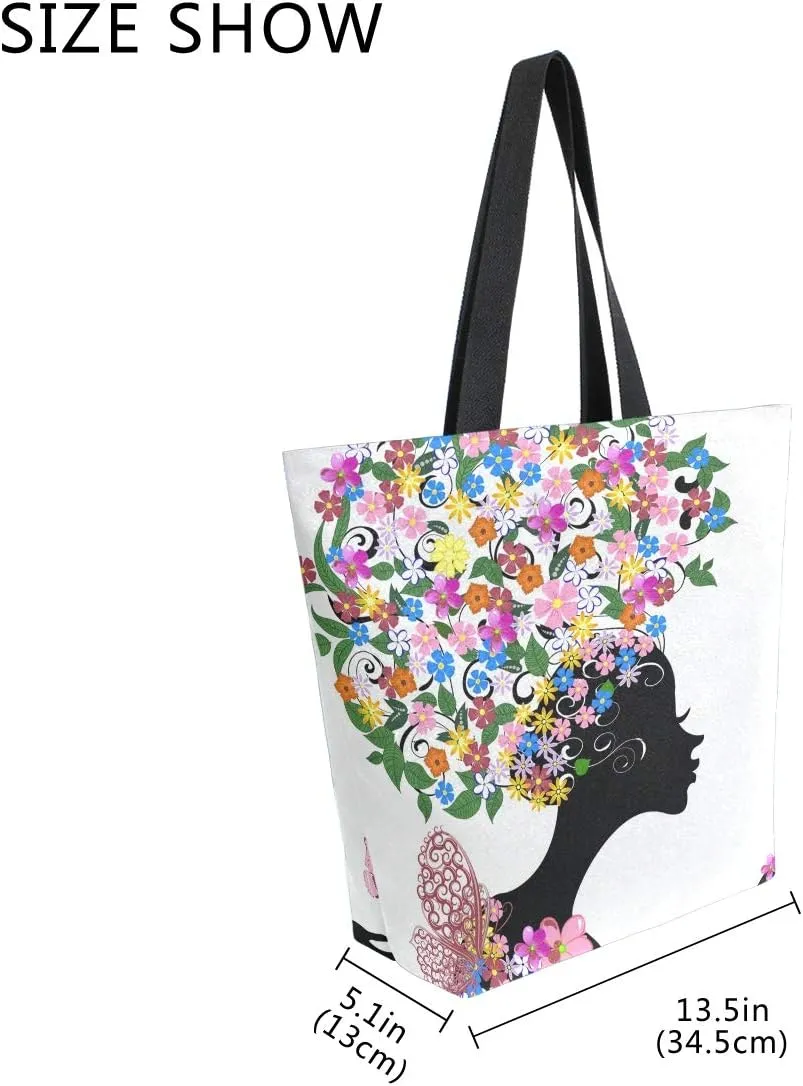 Woman Tote Bag African American Women Shoulder Handbag for Work Travel Business Beach Shopping