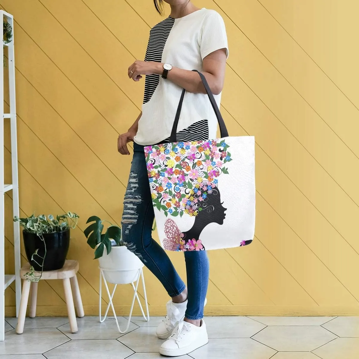 Woman Tote Bag African American Women Shoulder Handbag for Work Travel Business Beach Shopping