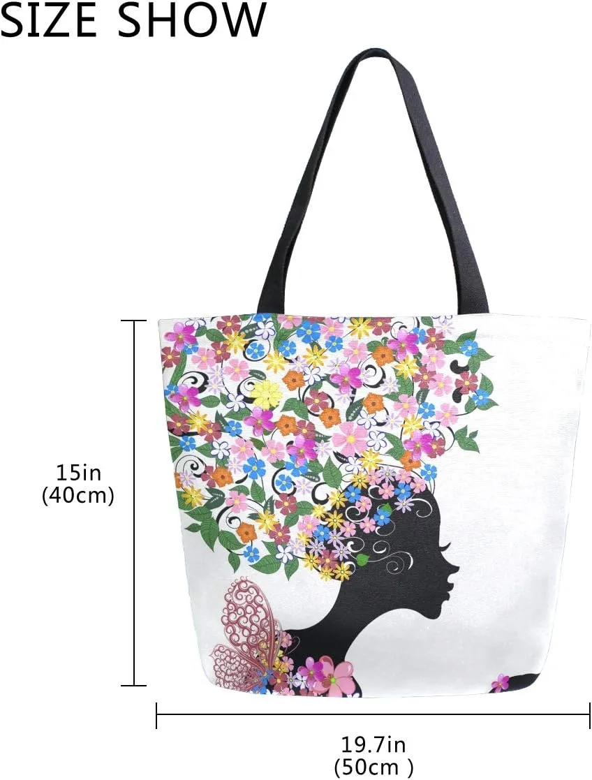 Woman Tote Bag African American Women Shoulder Handbag for Work Travel Business Beach Shopping