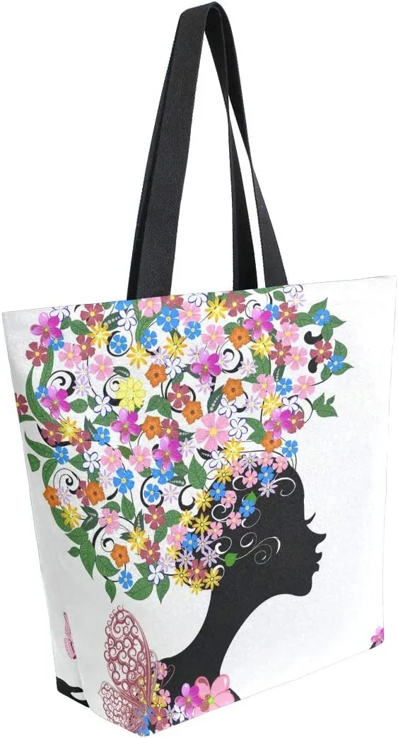 Woman Tote Bag African American Women Shoulder Handbag for Work Travel Business Beach Shopping