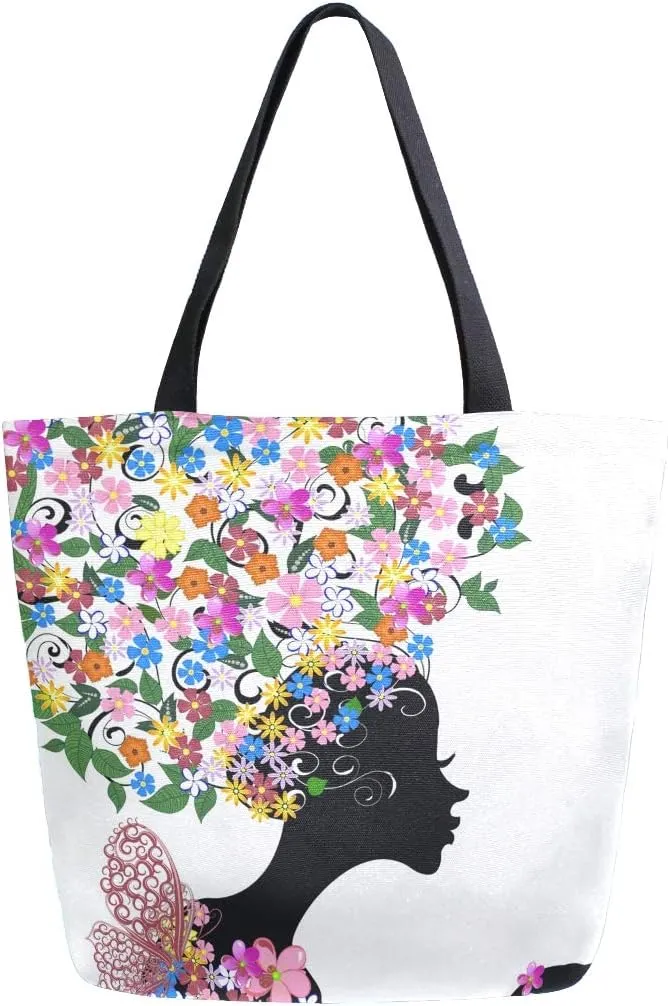 Woman Tote Bag African American Women Shoulder Handbag for Work Travel Business Beach Shopping