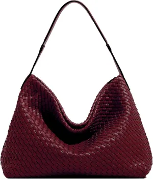 Women Boston Bag Woven Tote Vegan Leather Handbags Female Satchel Messenger Bag Fashion Shoulder Crossbody Bag Casual Hobo