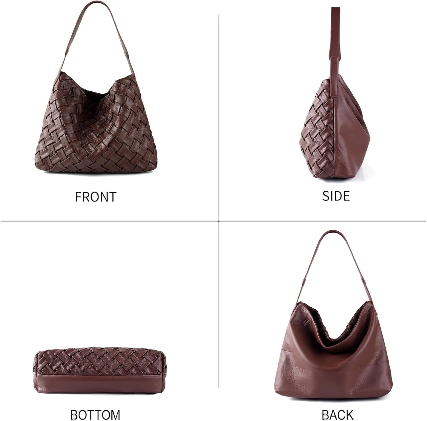 Women Boston Bag Woven Tote Vegan Leather Handbags Female Satchel Messenger Bag Fashion Shoulder Crossbody Bag Casual Hobo