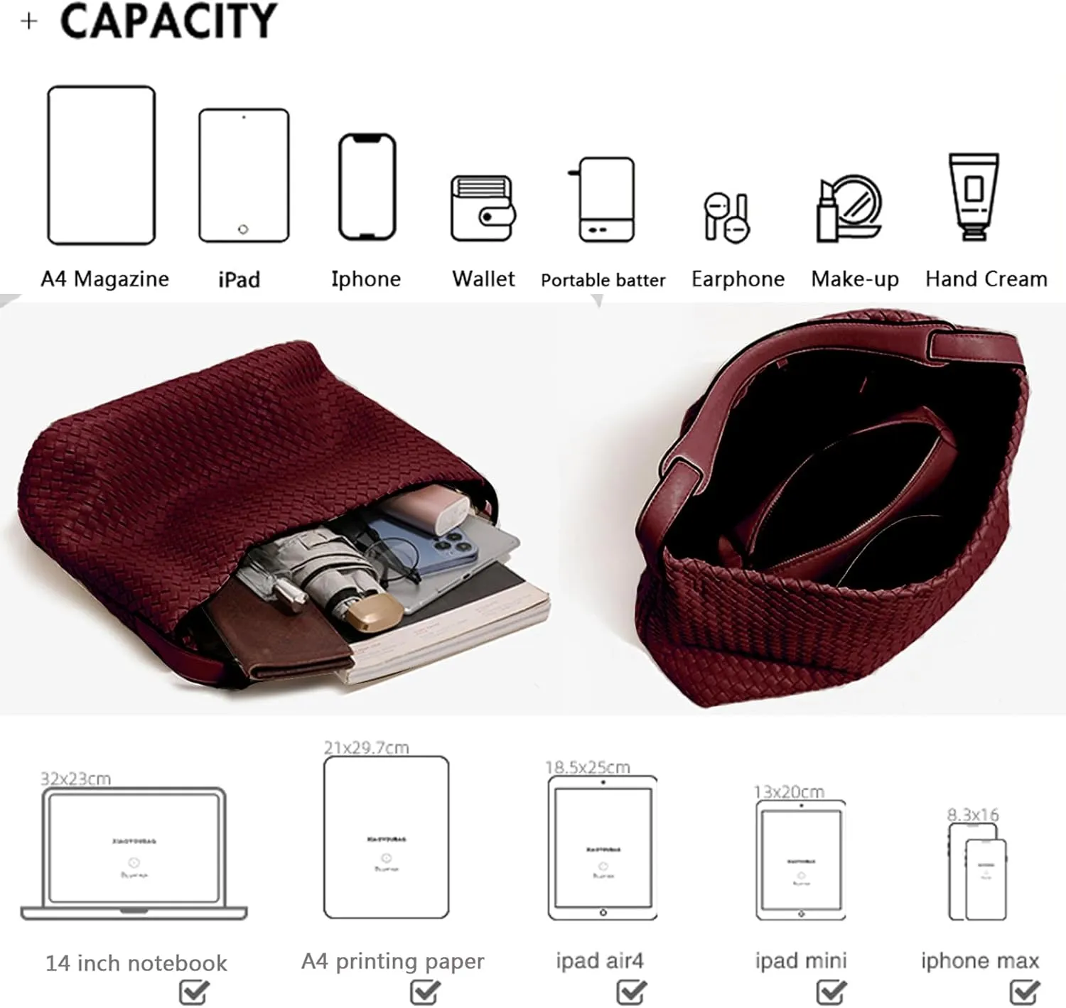 Women Boston Bag Woven Tote Vegan Leather Handbags Female Satchel Messenger Bag Fashion Shoulder Crossbody Bag Casual Hobo