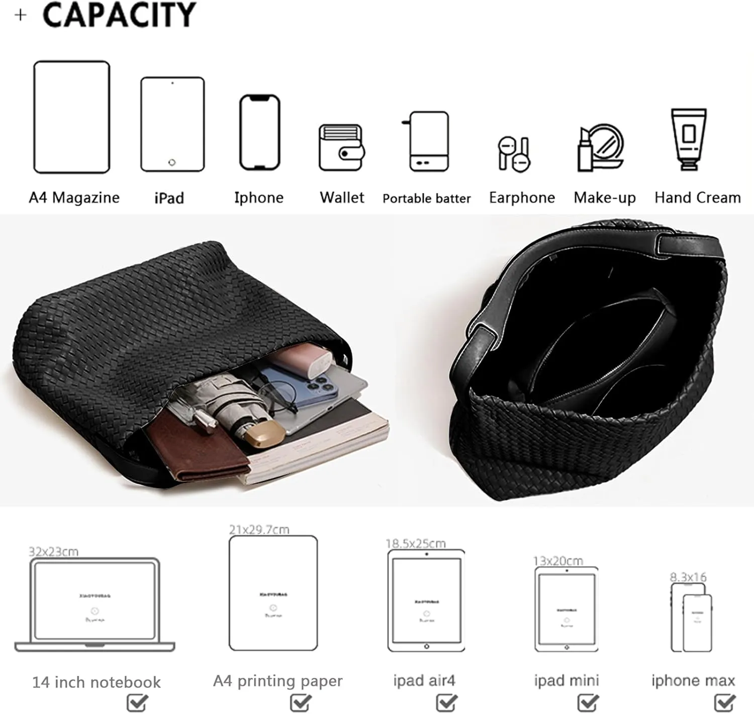 Women Boston Bag Woven Tote Vegan Leather Handbags Female Satchel Messenger Bag Fashion Shoulder Crossbody Bag Casual Hobo