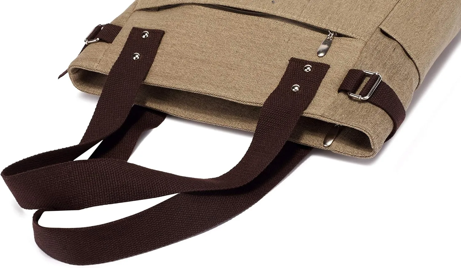 Women Canvas Handbag Kaukko Shoulder Bag Cat Big Tote Bag Khaki