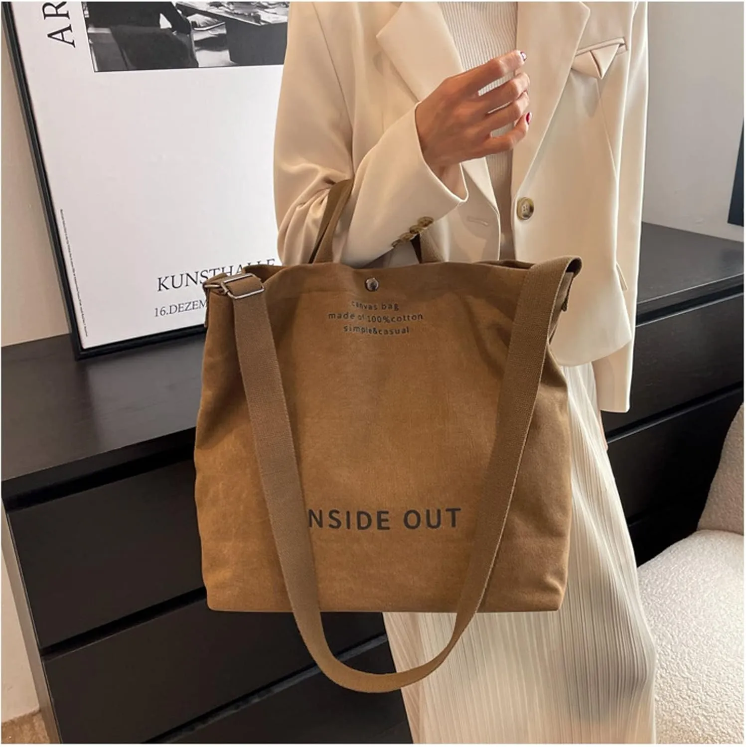Women Canvas Tote Handbags Casual Shoulder Work Bag Crossbody Top Handle Bag Cross-body Handbags