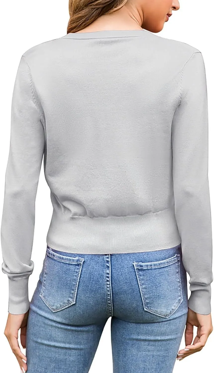 Women Cardigan 3/4 Sleeves Elegant Simple Versatile Short Coat Women's Cardigan Women's Draped Front Open Cardigan