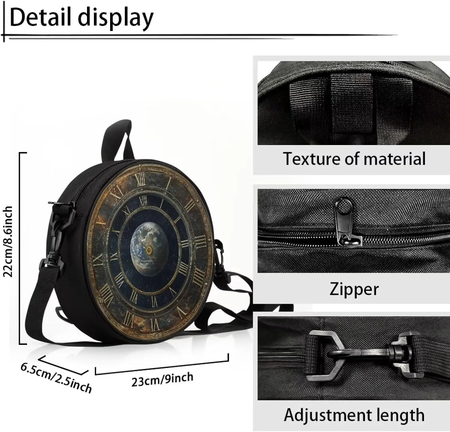 Women Crossbody Bag, Soft Light Round Shoulder Bag, Durable Round Satchel Bag with Zipper for Work Shopping