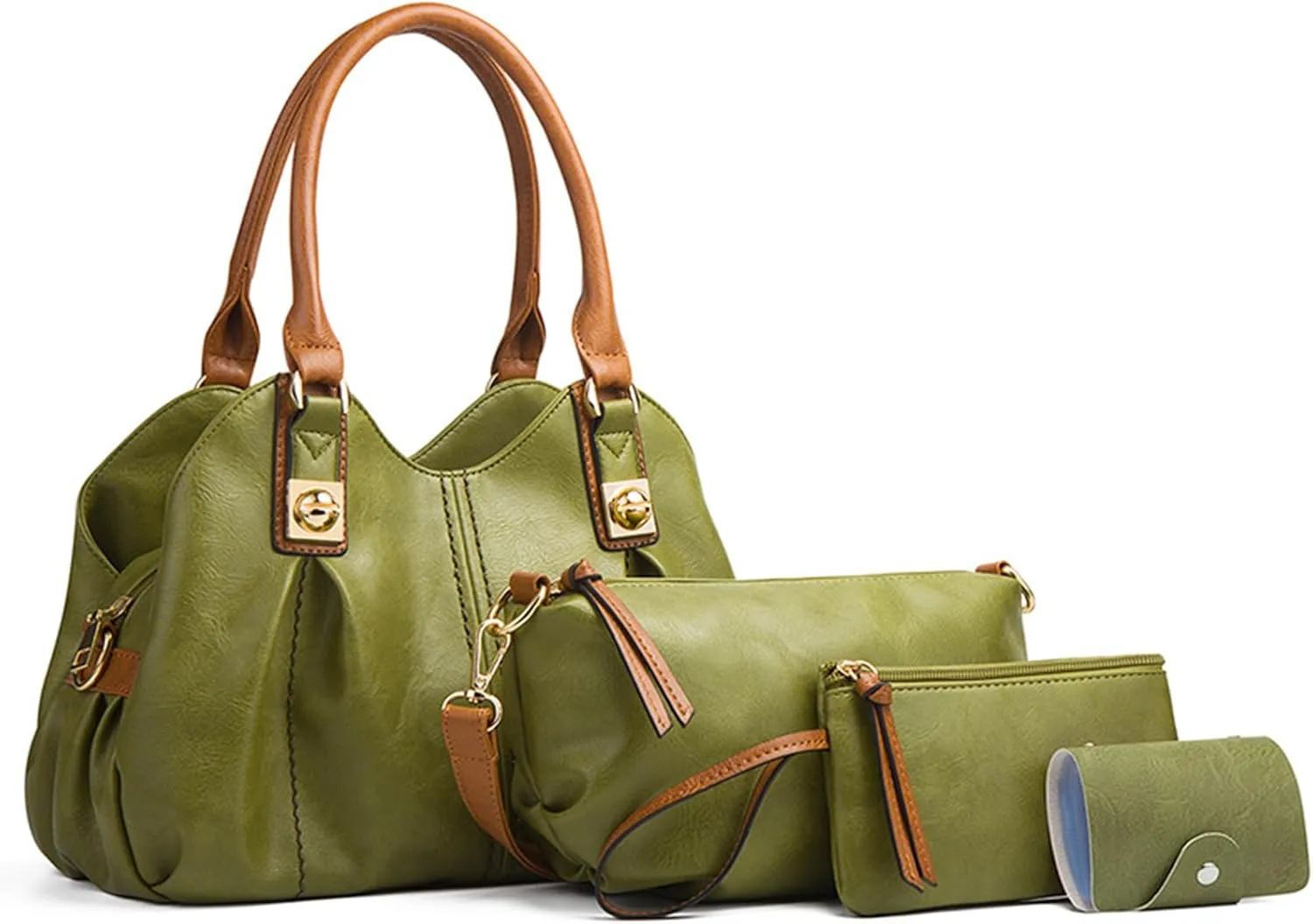 Women Fashion Handbags Set 4 PCS Women Satchel Shoulder Bag Tote Top Handle Bag PU Leather Crossbody Bags