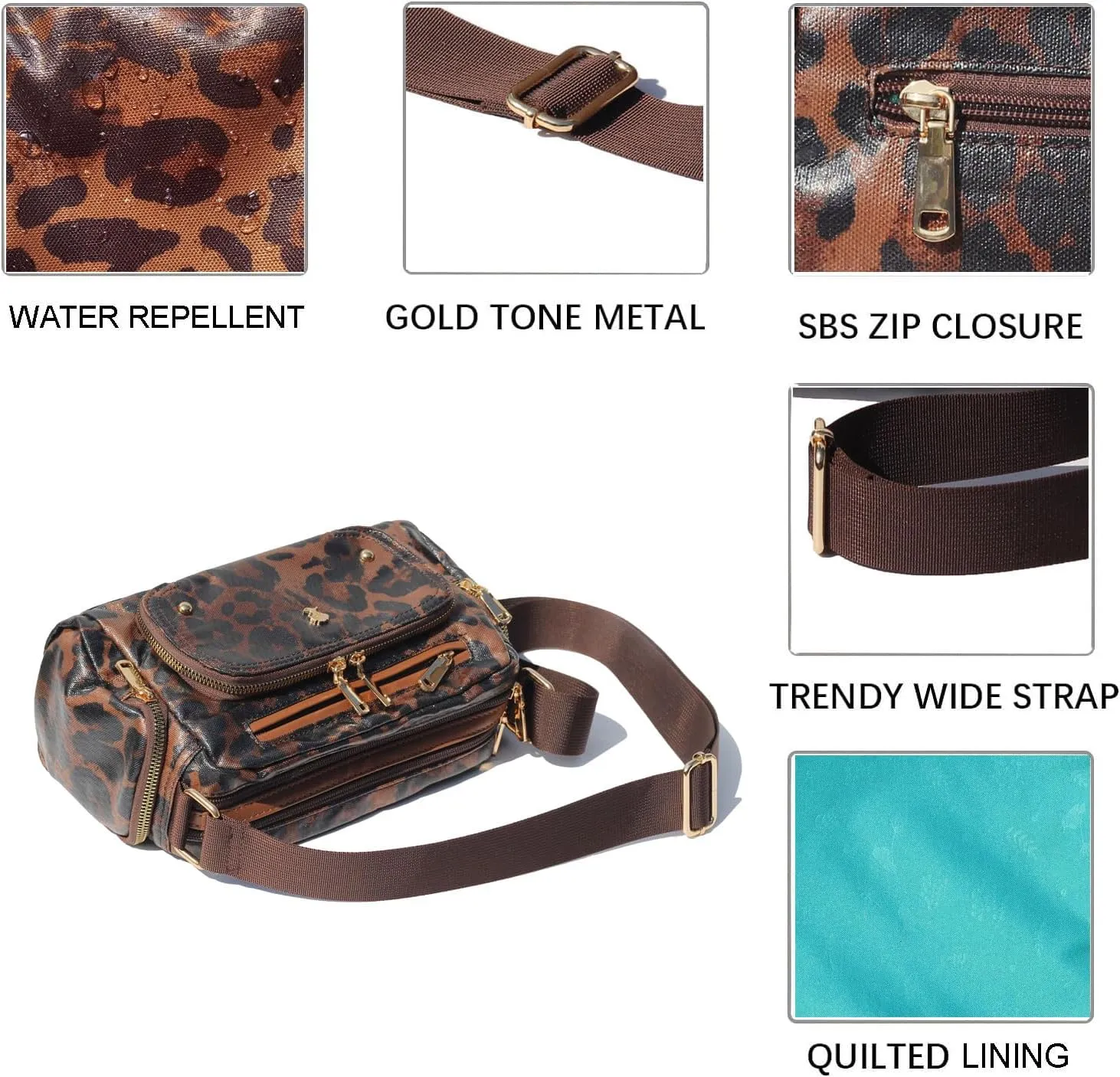 Women Fashion Tote Crossbody Handbags for Women Multi Pockets Shoulder Bag Nylon Travel Purse