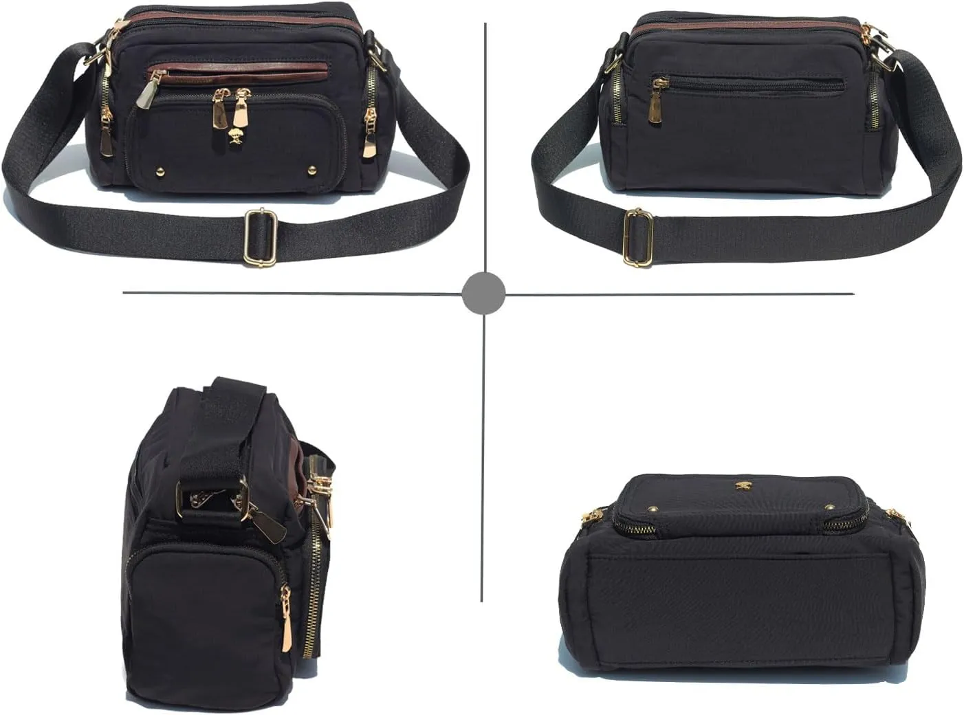 Women Fashion Tote Crossbody Handbags for Women Multi Pockets Shoulder Bag Nylon Travel Purse