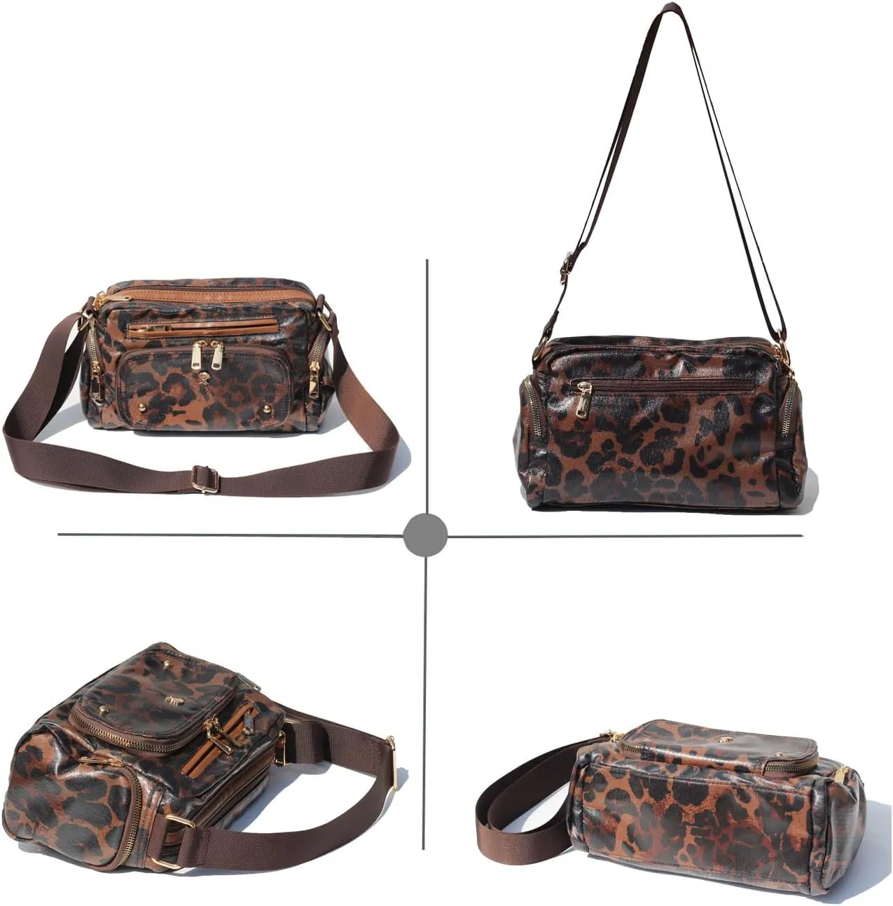 Women Fashion Tote Crossbody Handbags for Women Multi Pockets Shoulder Bag Nylon Travel Purse