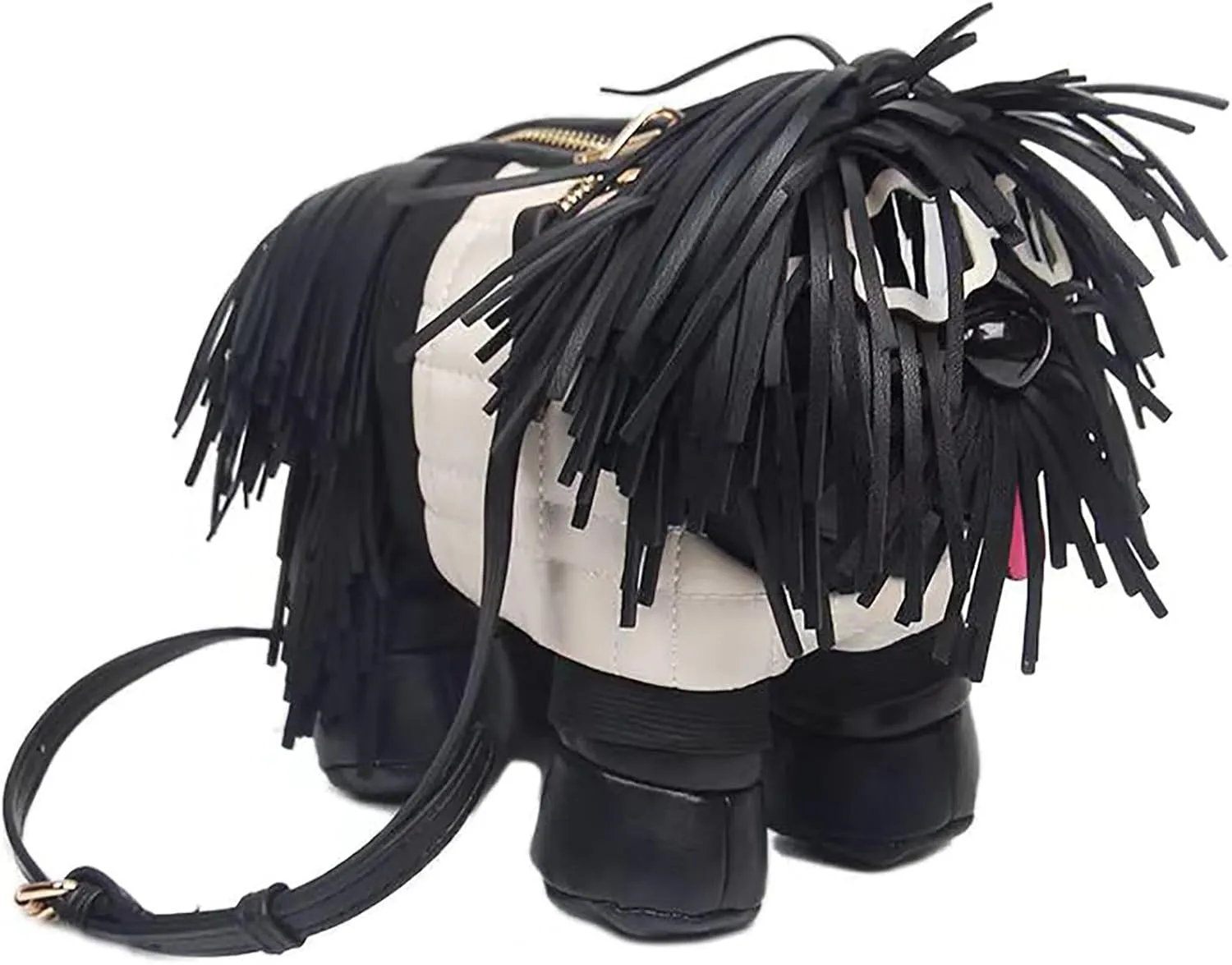 Women Fun Dog Shaped Crossbody Shoulder Bag Handbag PU Leather Unique Novelty Dog Shaped Purse
