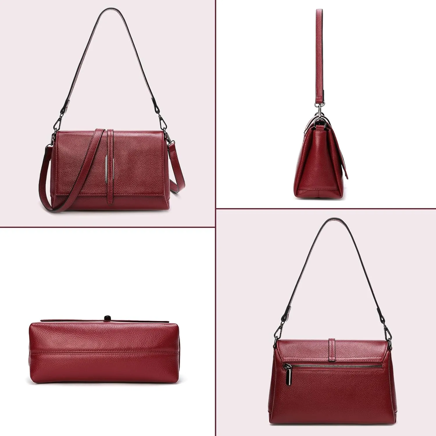 Women Genuine Leather Shoulder Bags Classic Crossbody Purses for Lady Handbag