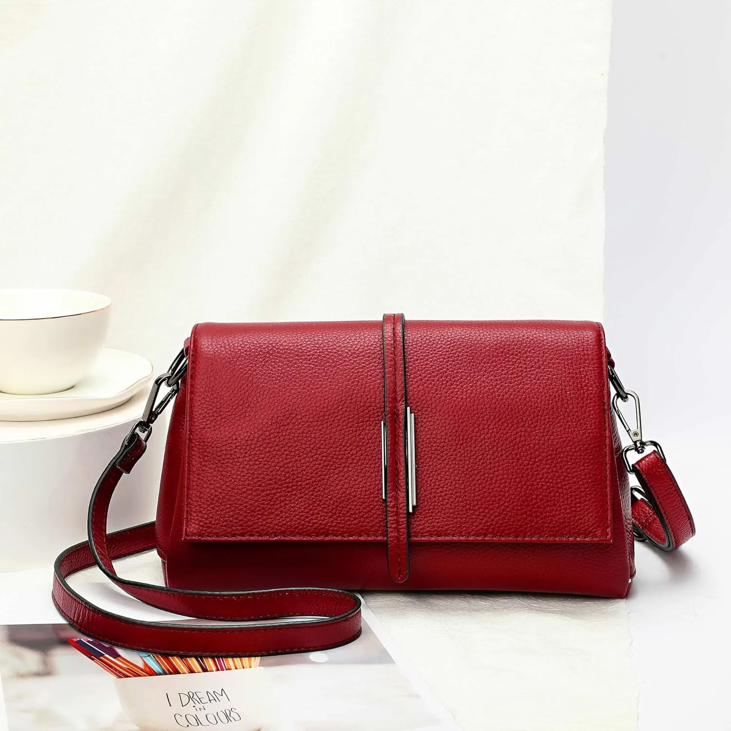 Women Genuine Leather Shoulder Bags Classic Crossbody Purses for Lady Handbag
